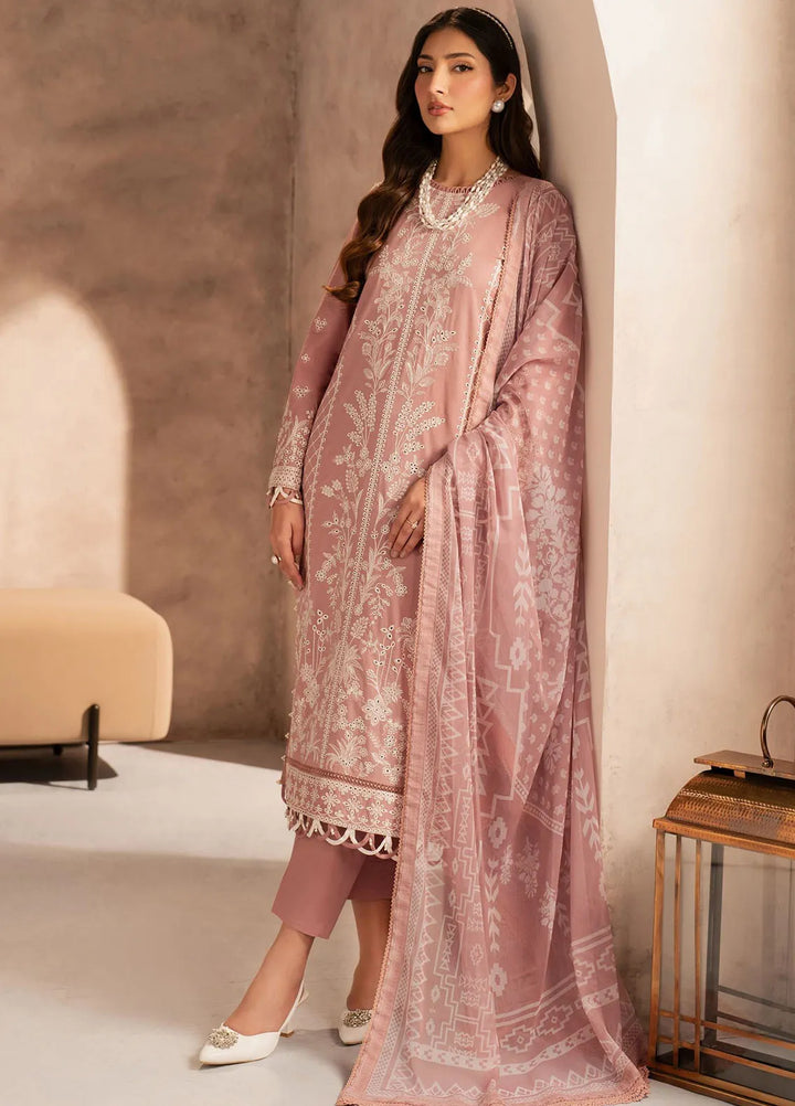Zarif Embroidered Lawn Suit Unstitched 3 Piece ZF25LC D-07 Aneema - Summer Collection