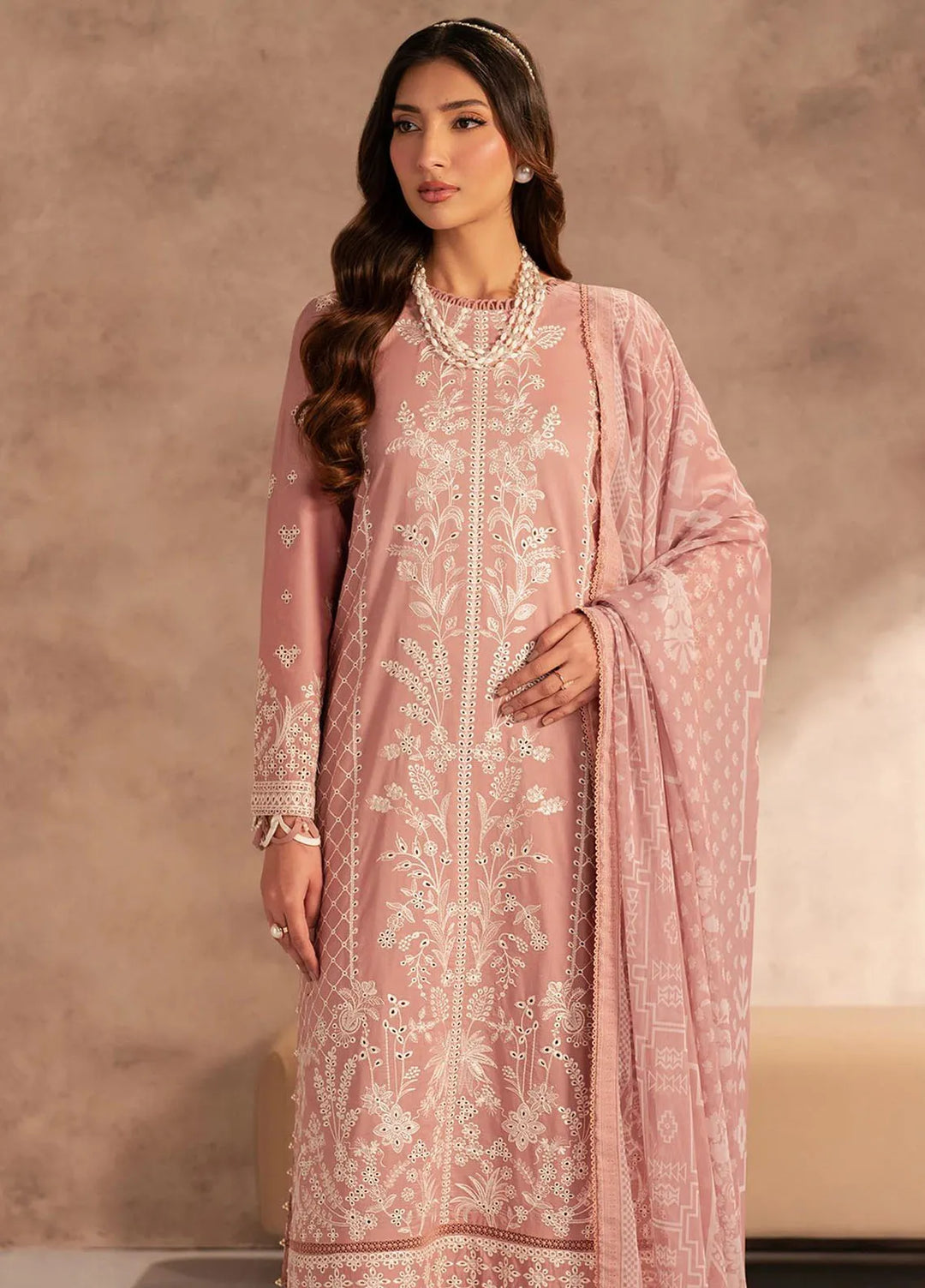 Zarif Embroidered Lawn Suit Unstitched 3 Piece ZF25LC D-07 Aneema - Summer Collection