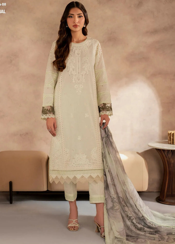 Zarif Embroidered Lawn Suit Unstitched 3 Piece ZF25LC D-08 Roohal - Summer Collection