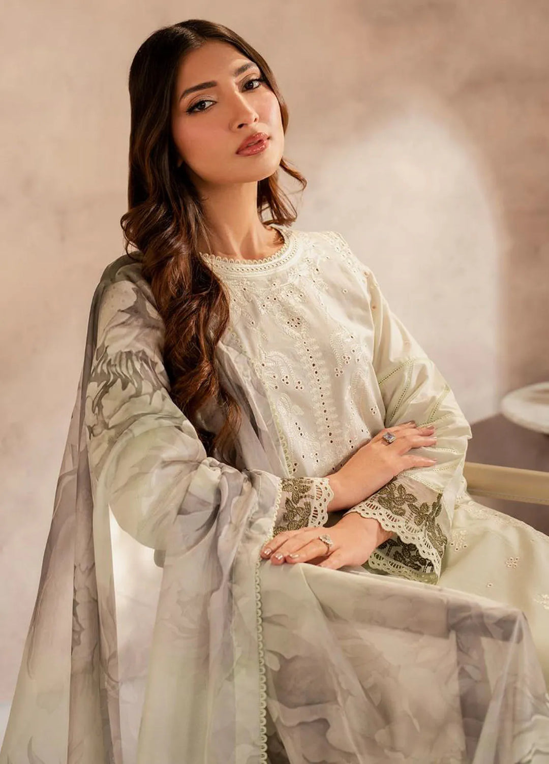 Zarif Embroidered Lawn Suit Unstitched 3 Piece ZF25LC D-08 Roohal - Summer Collection