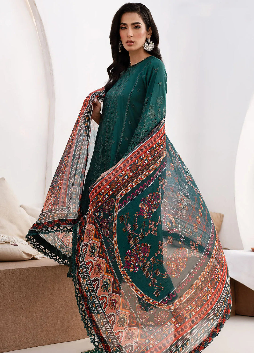 Zarif Embroidered Lawn Unstitched Suit 3 Piece ZF24E ZL 01 Maple - Eid Collection