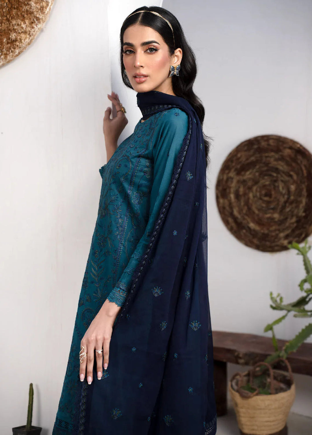 Zarif Embroidered Lawn Unstitched Suit 3 Piece ZF24E ZL 07 Marina - Eid Collection