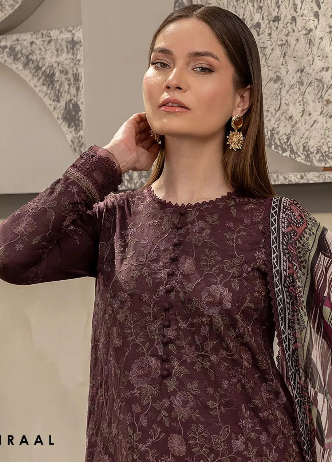 Zarif Embroidered Lawn Unstitched Suit 3 Piece ZF24F ZFL-05 Miraal - Summer Collection