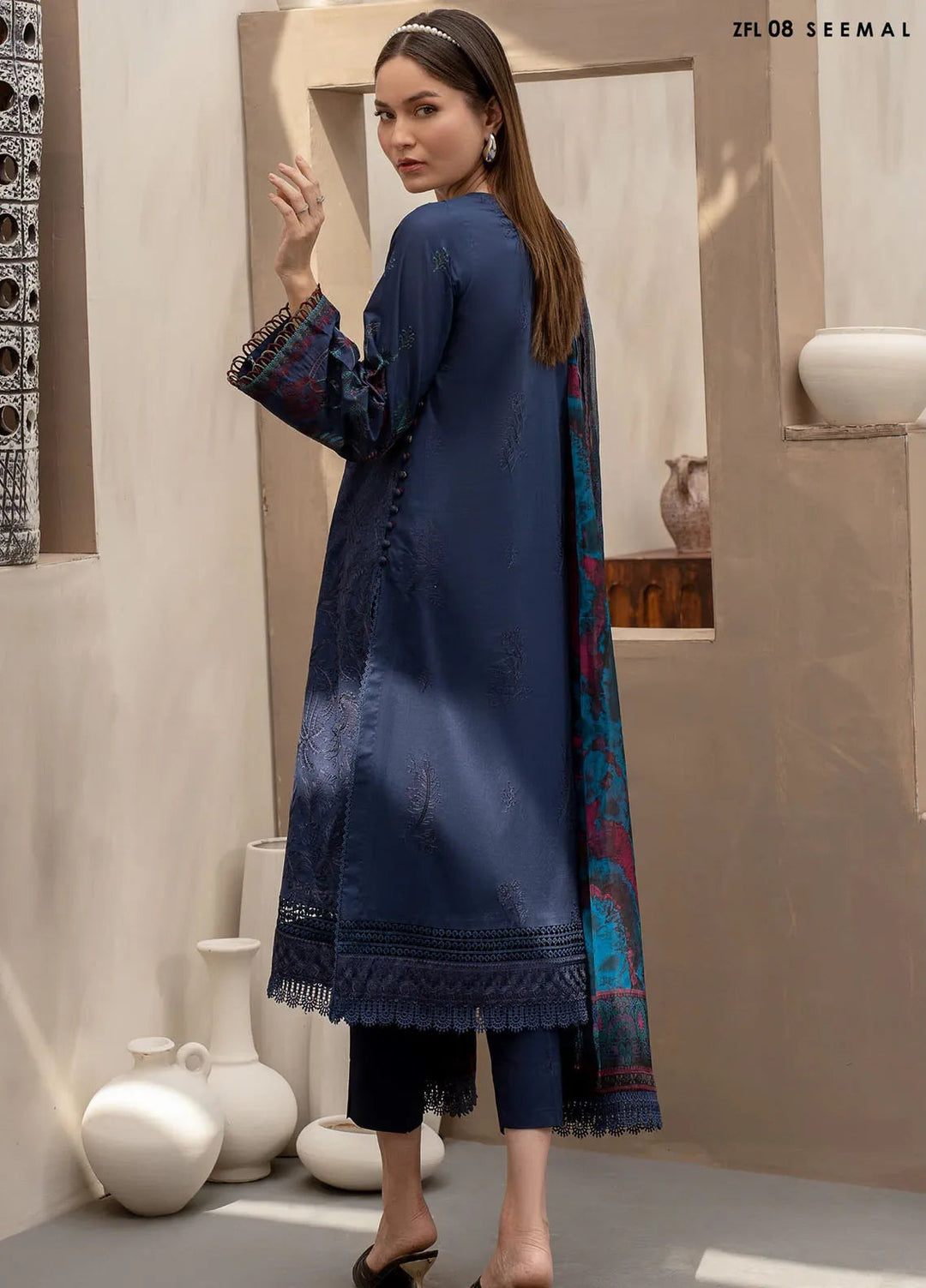 Zarif Embroidered Lawn Unstitched Suit 3 Piece ZF24F ZFL-08 Seemal - Summer Collection