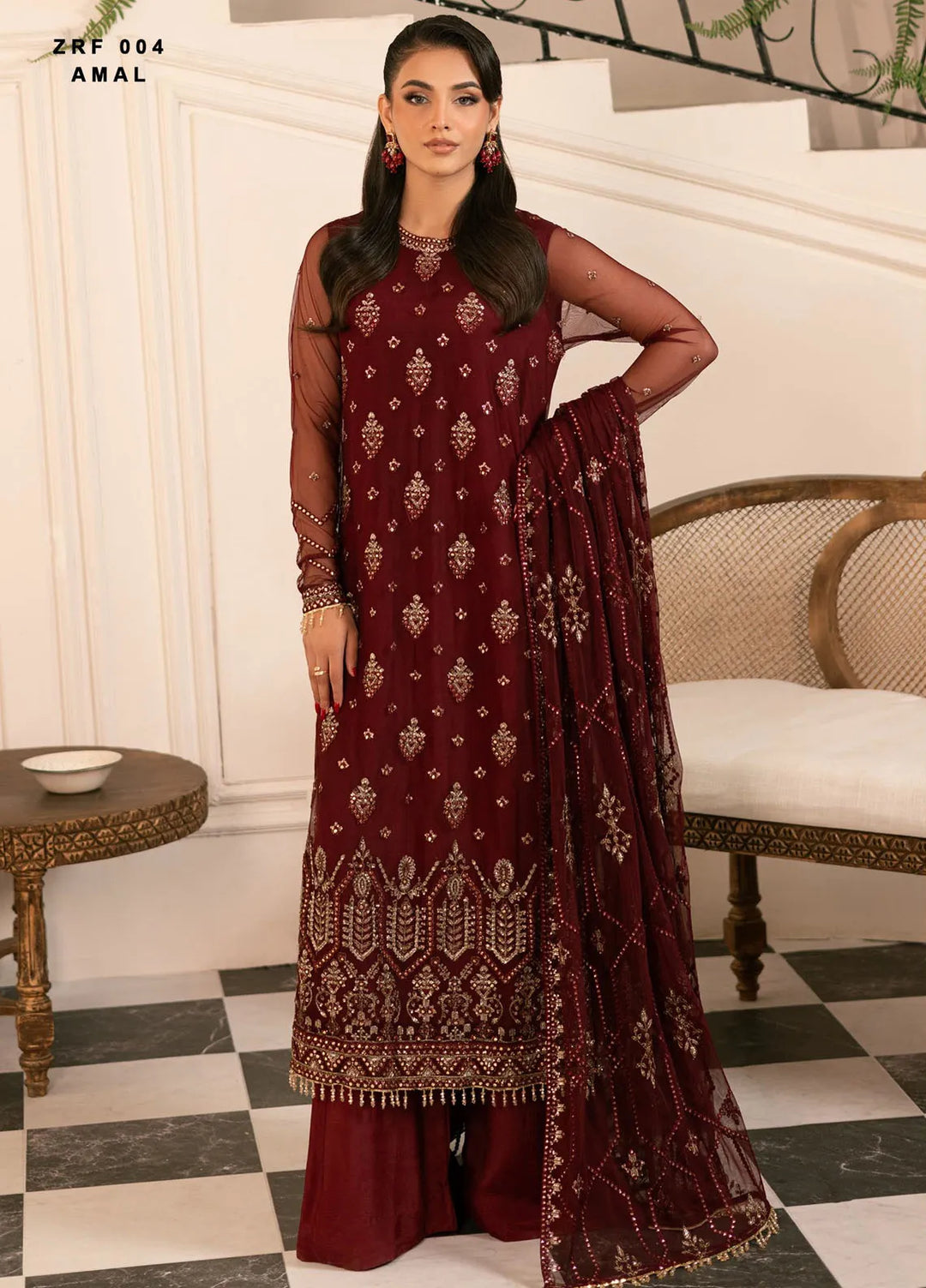 Zarif Embroidered Net Suit Unstitched 3 Piece ZF24OE ZRF-004 Amal - Formal Collection