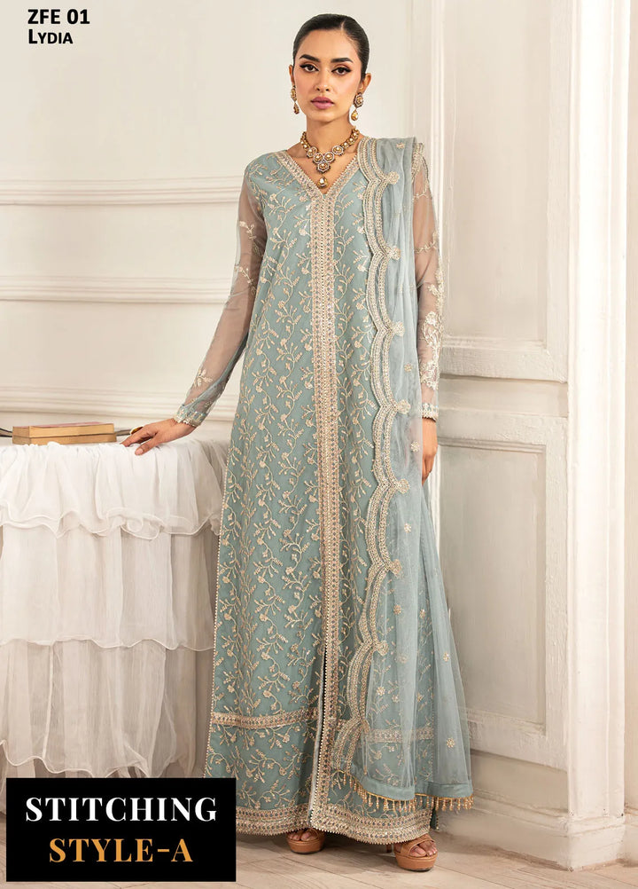 Zarif Embroidered Net Suit Unstitched 3 Piece ZF25FE ZFE-01 Lydia - Formals Collection