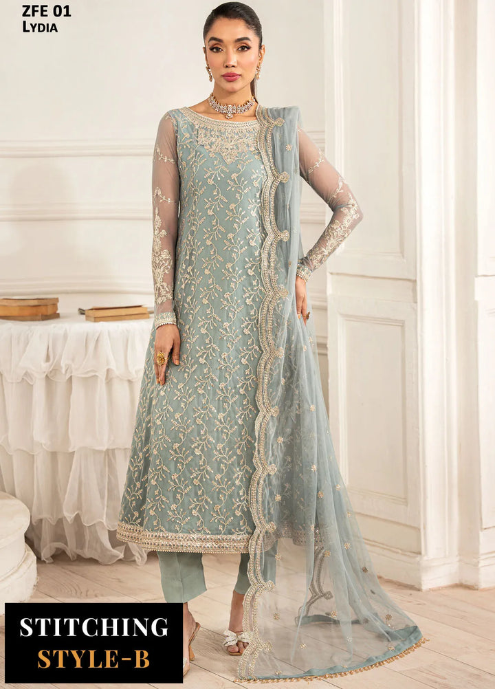 Zarif Embroidered Net Suit Unstitched 3 Piece ZF25FE ZFE-01 Lydia - Formals Collection