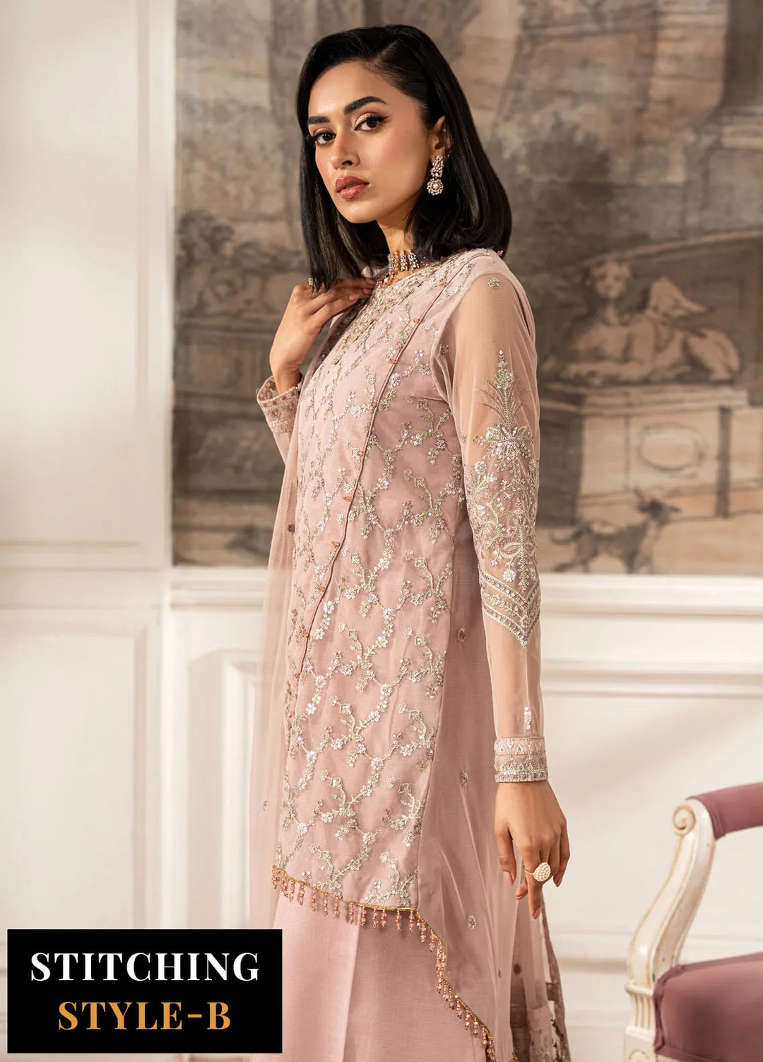 Zarif Embroidered Net Suit Unstitched 3 Piece ZF25FE ZFE-03 Vivian - Formals Collection