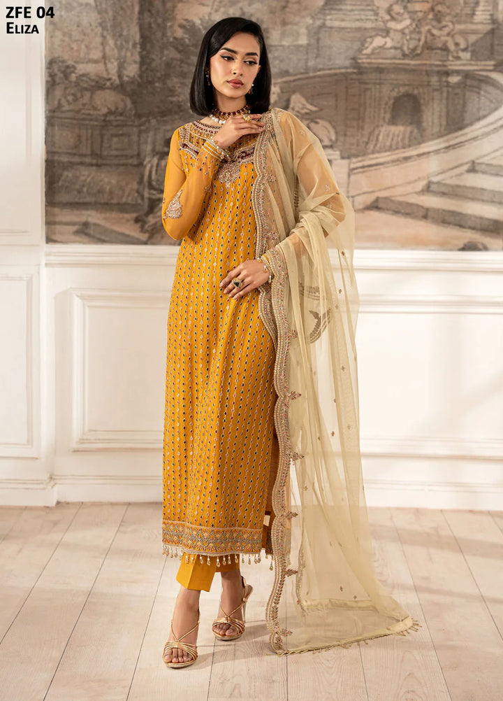 Zarif Embroidered Net Suit Unstitched 3 Piece ZF25FE ZFE-04 Eliza - Formals Collection
