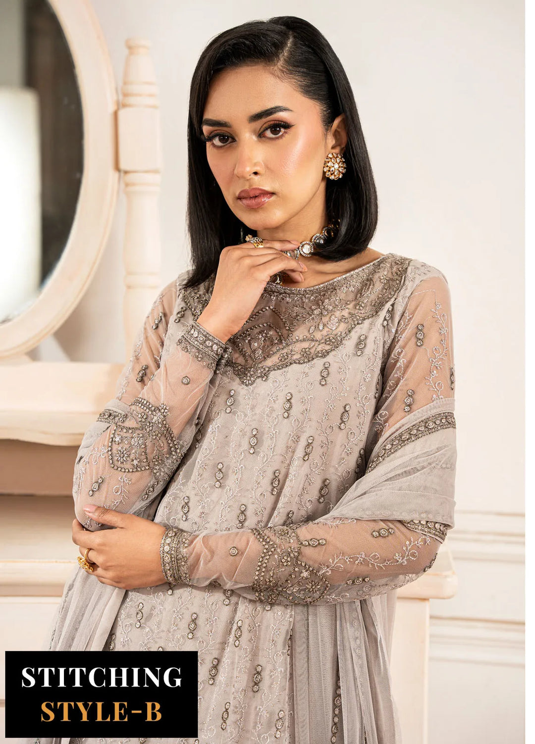 Zarif Embroidered Net Suit Unstitched 3 Piece ZF25FE ZFE-05 Alaina - Formals Collection