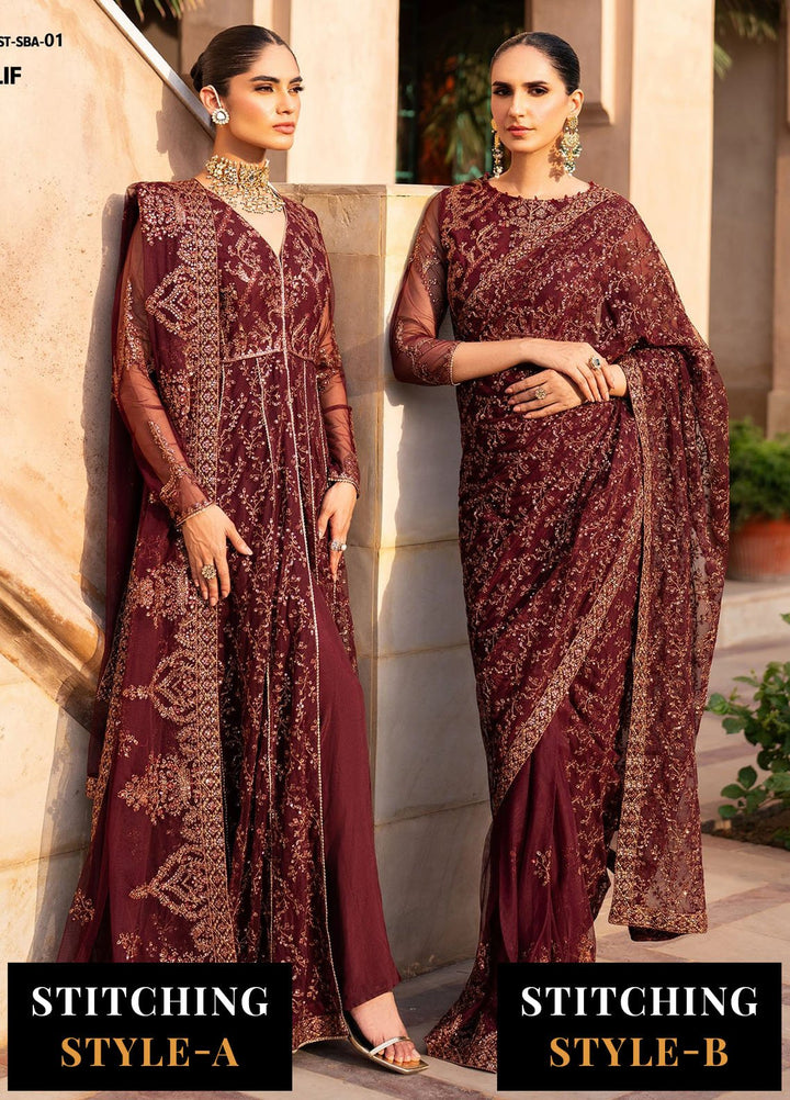 Zarif Embroidered Net Suits Unstitched 3 Piece ZF25SN SBA-01 Elif - Formals Collection