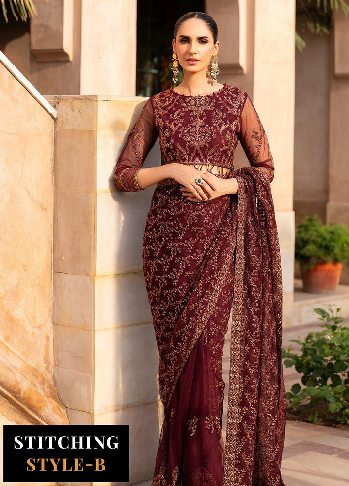 Zarif Embroidered Net Suits Unstitched 3 Piece ZF25SN SBA-01 Elif - Formals Collection