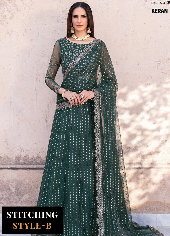 Zarif Embroidered Net Suits Unstitched 3 Piece ZR25UF SBA-05 Keran - Formals Collection