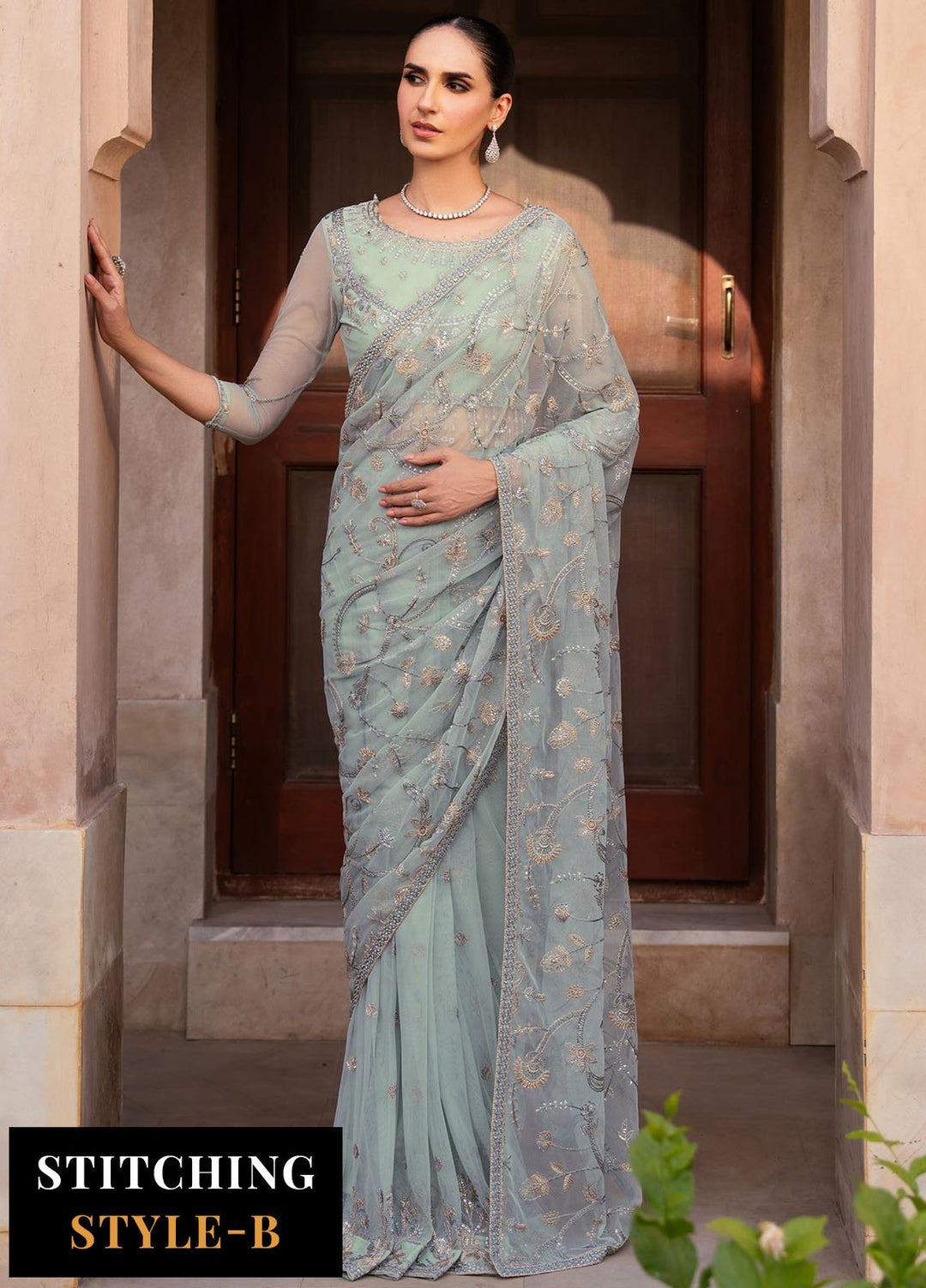 Zarif Embroidered Net Suits Unstitched 3 Piece ZR25UF SBA-06 Inseesa - Formals Collection