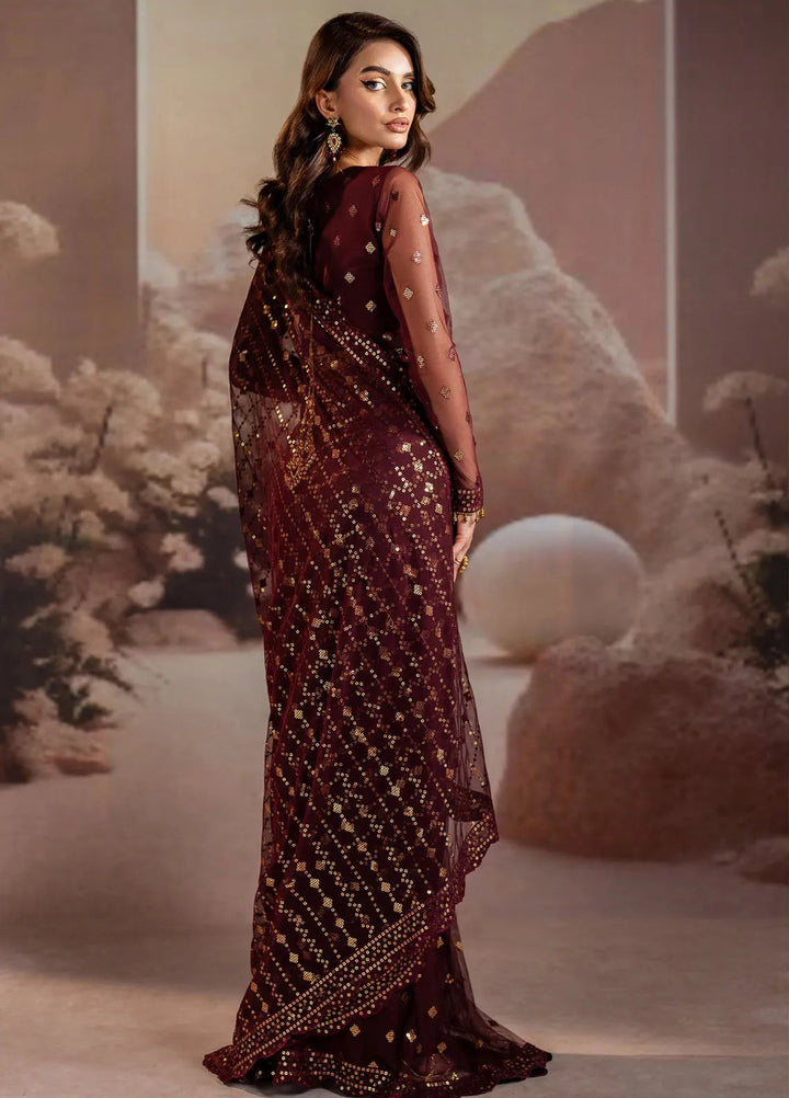 Zarif Embroidered Net  Unstitched Saree ZR25UF ZRF002 - Laira - Formal Collection
