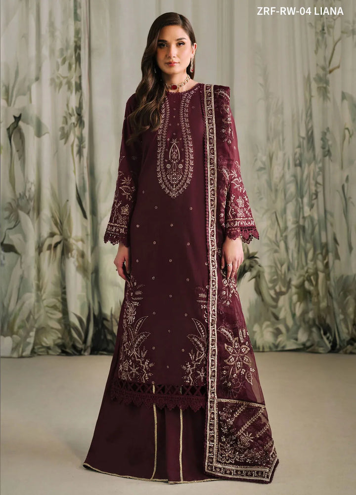 Zarif Embroidered Raw Silk Suit Unstitched 3 Piece ZRF-RW-04 Liana - Festive Collection