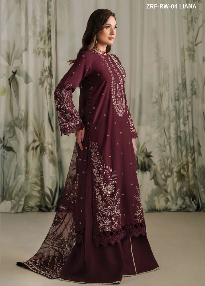Zarif Embroidered Raw Silk Suit Unstitched 3 Piece ZRF-RW-04 Liana - Festive Collection