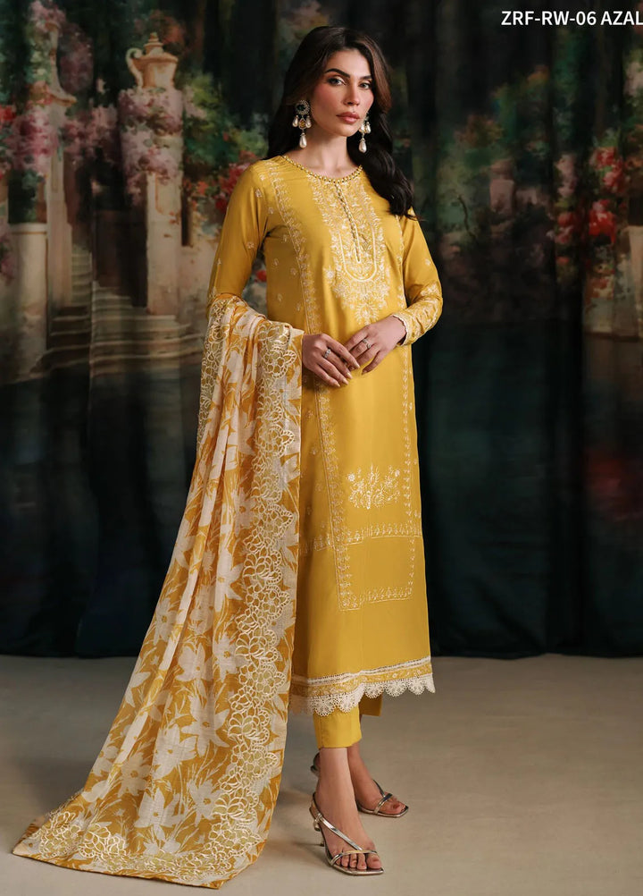 Zarif Embroidered Raw Silk Suit Unstitched 3 Piece ZRF-RW-06 Azal - Festive Collection