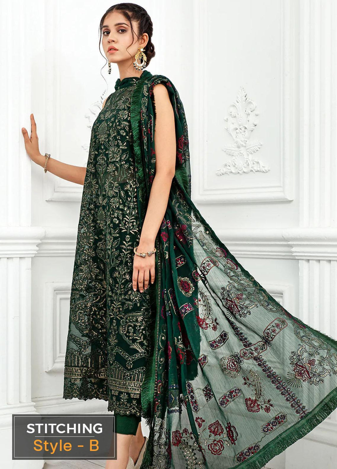 Zarif Embroidered Chiffon Suits Unstitched 3 Piece ZD 01 AYRA - Luxury Collection