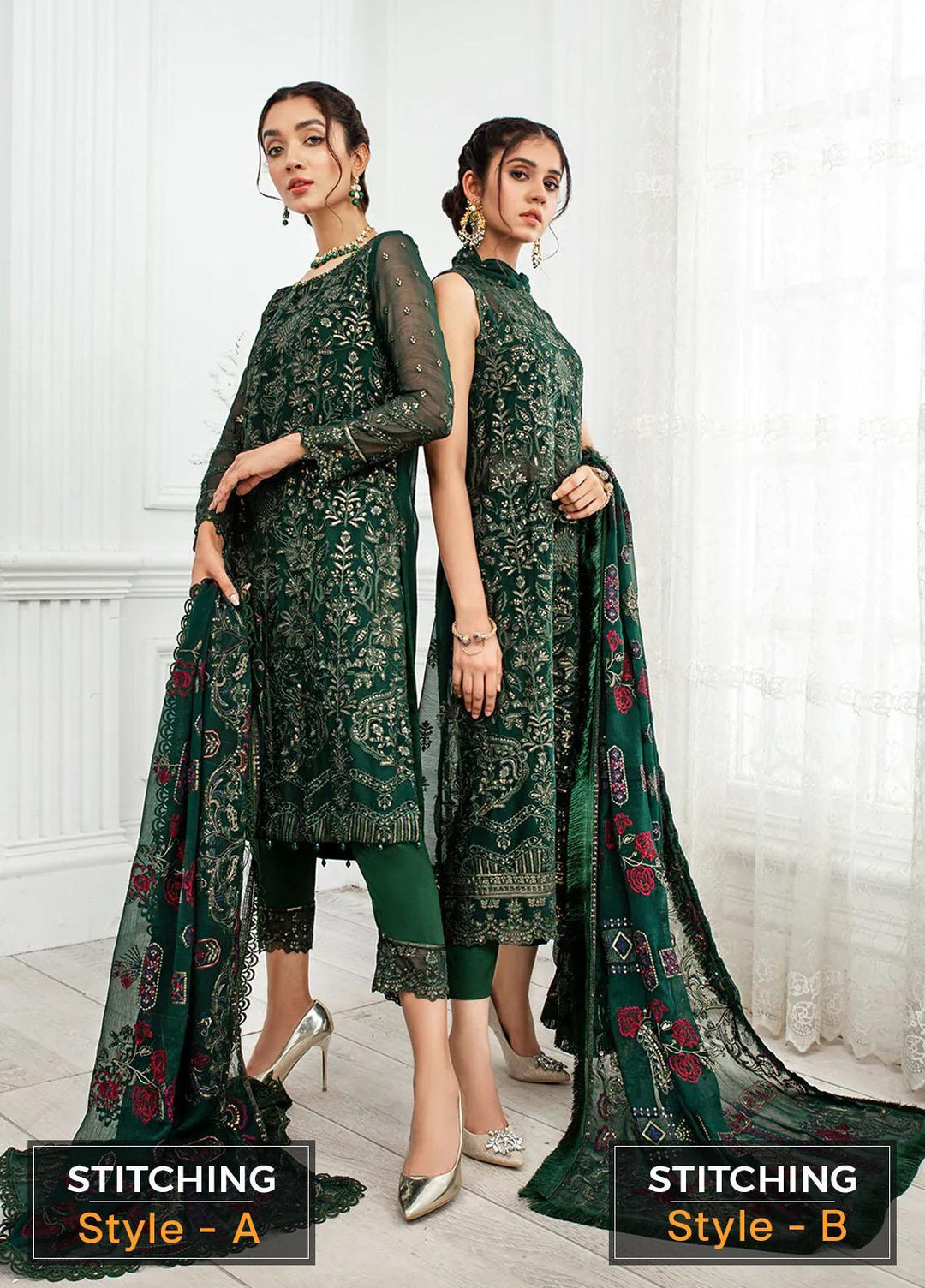 Zarif Embroidered Chiffon Suits Unstitched 3 Piece ZD 01 AYRA - Luxury Collection