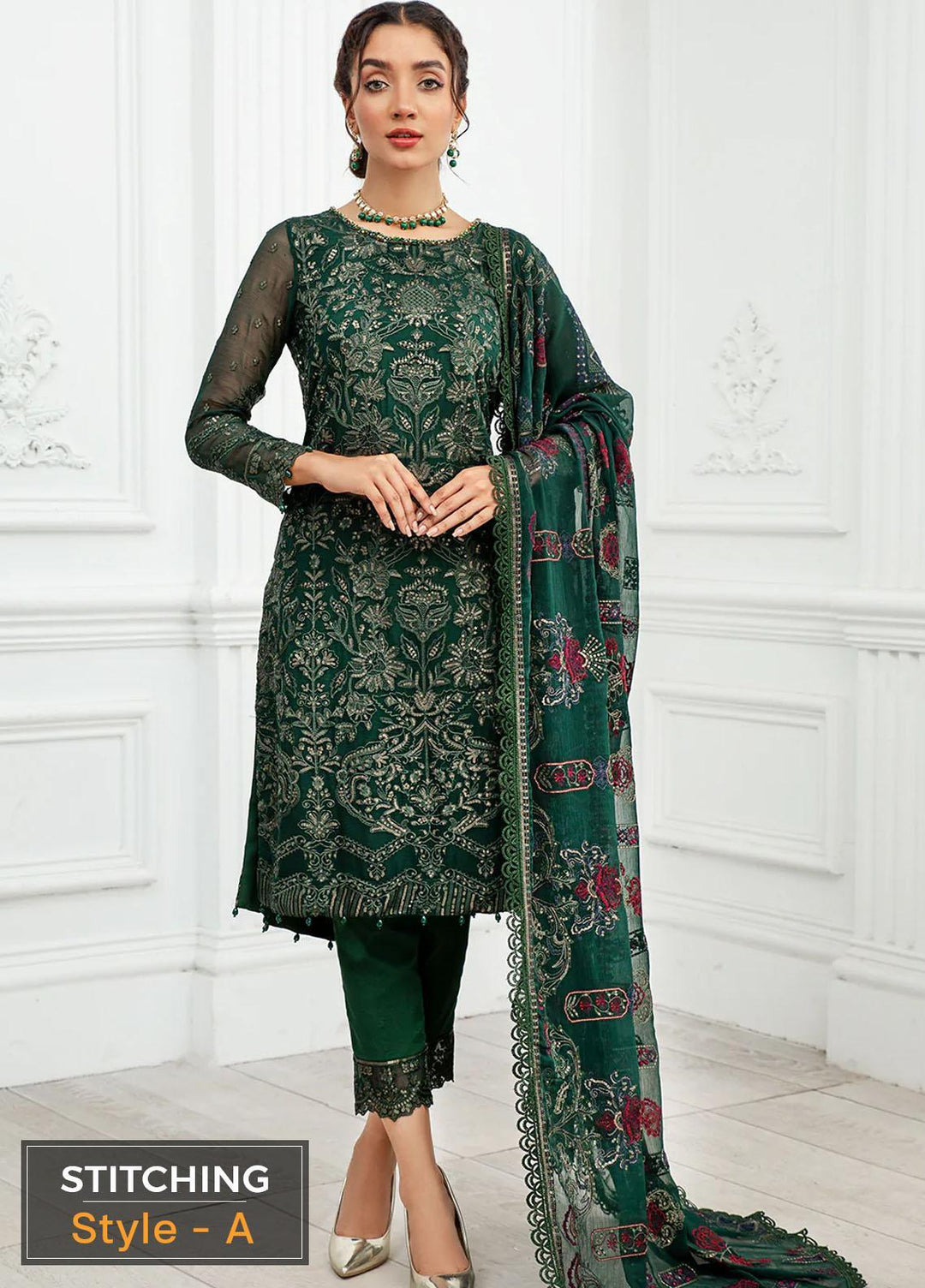 Zarif Embroidered Chiffon Suits Unstitched 3 Piece ZD 01 AYRA - Luxury Collection