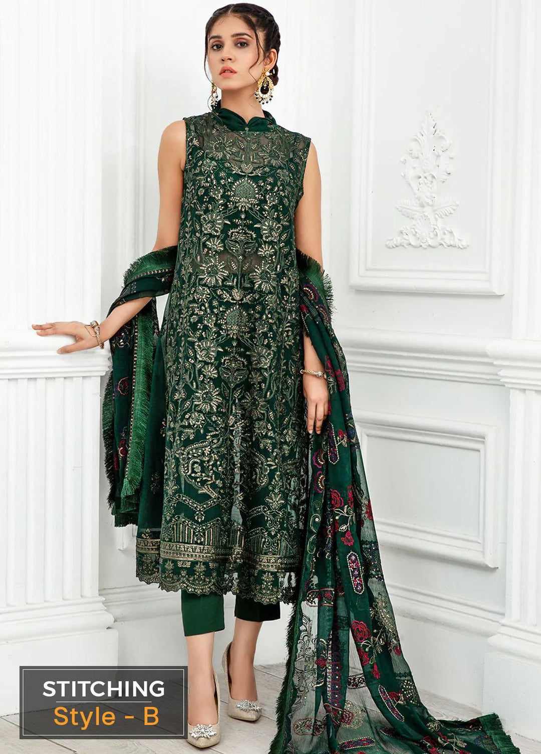 Zarif Embroidered Chiffon Suits Unstitched 3 Piece ZD 01 AYRA - Luxury Collection