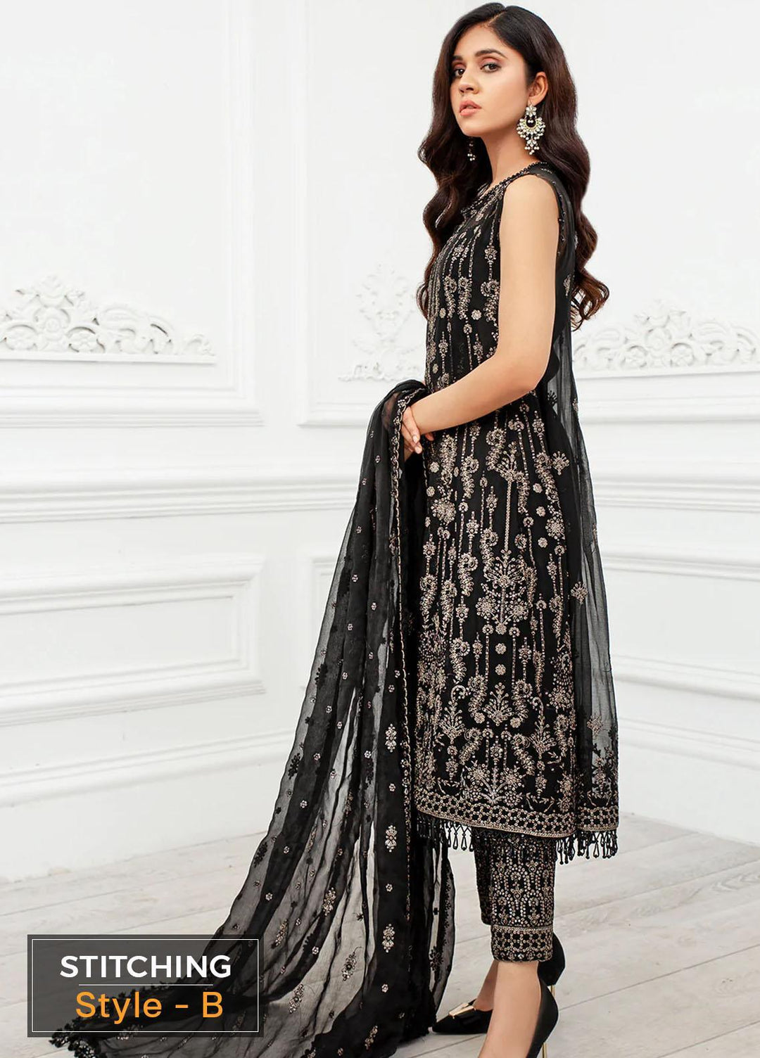 Zarif Embroidered Chiffon Suits Unstitched 3 Piece ZD 03 RESHAM - Luxury Collection