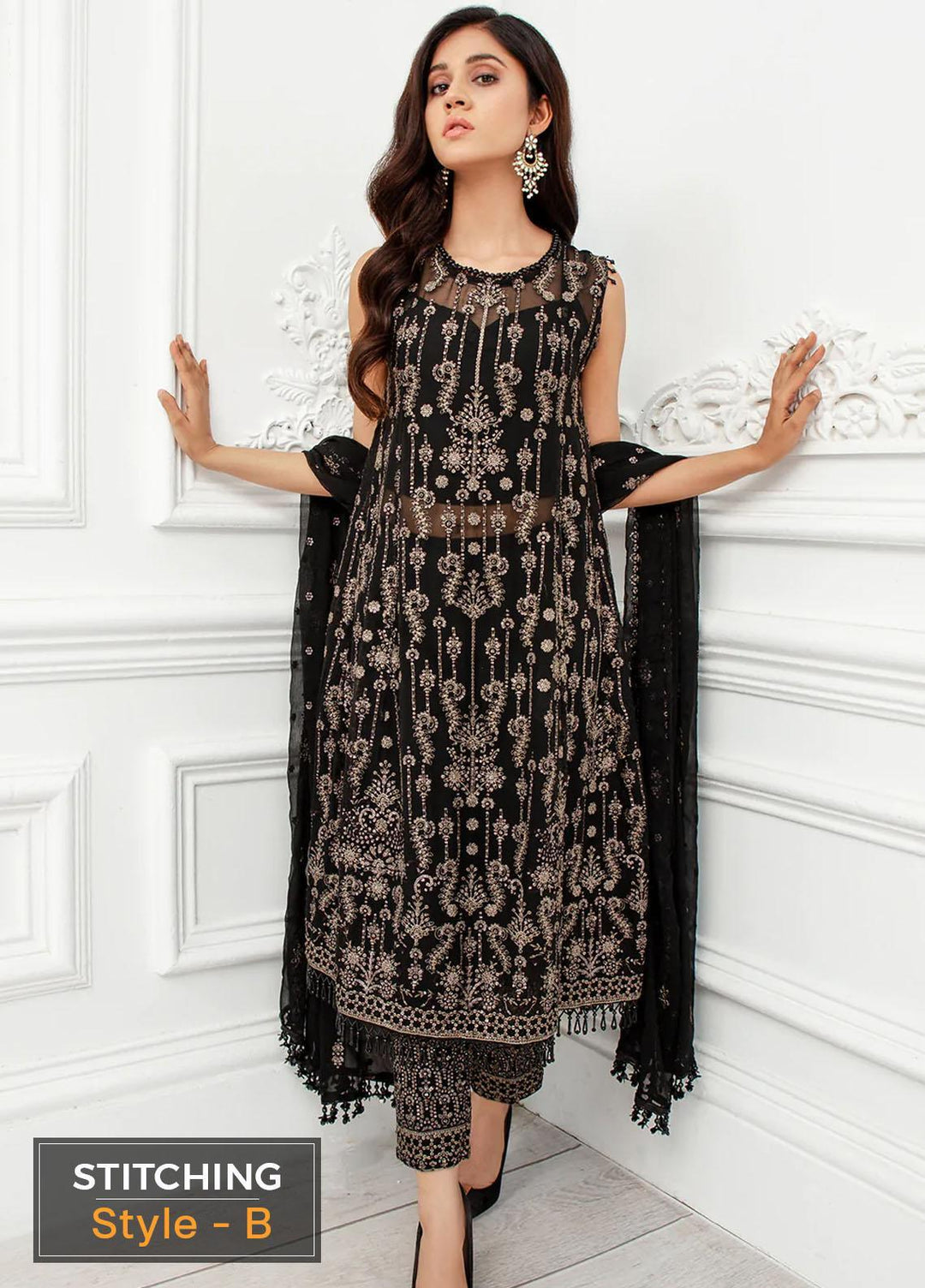 Zarif Embroidered Chiffon Suits Unstitched 3 Piece ZD 03 RESHAM - Luxury Collection