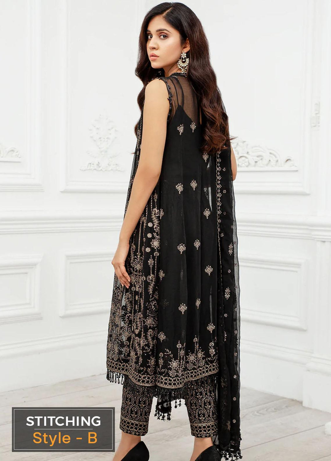 Zarif Embroidered Chiffon Suits Unstitched 3 Piece ZD 03 RESHAM - Luxury Collection