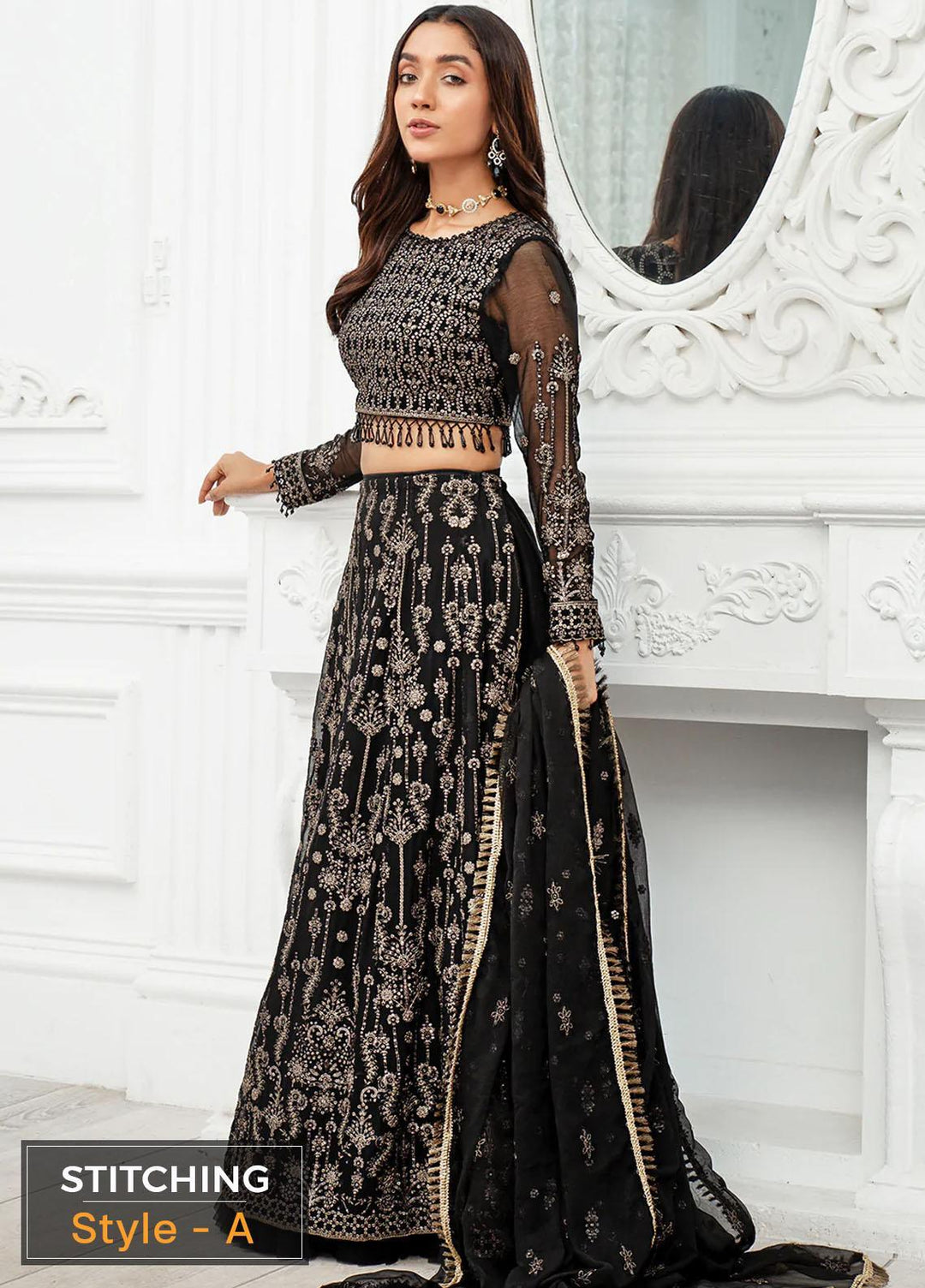 Zarif Embroidered Chiffon Suits Unstitched 3 Piece ZD 03 RESHAM - Luxury Collection