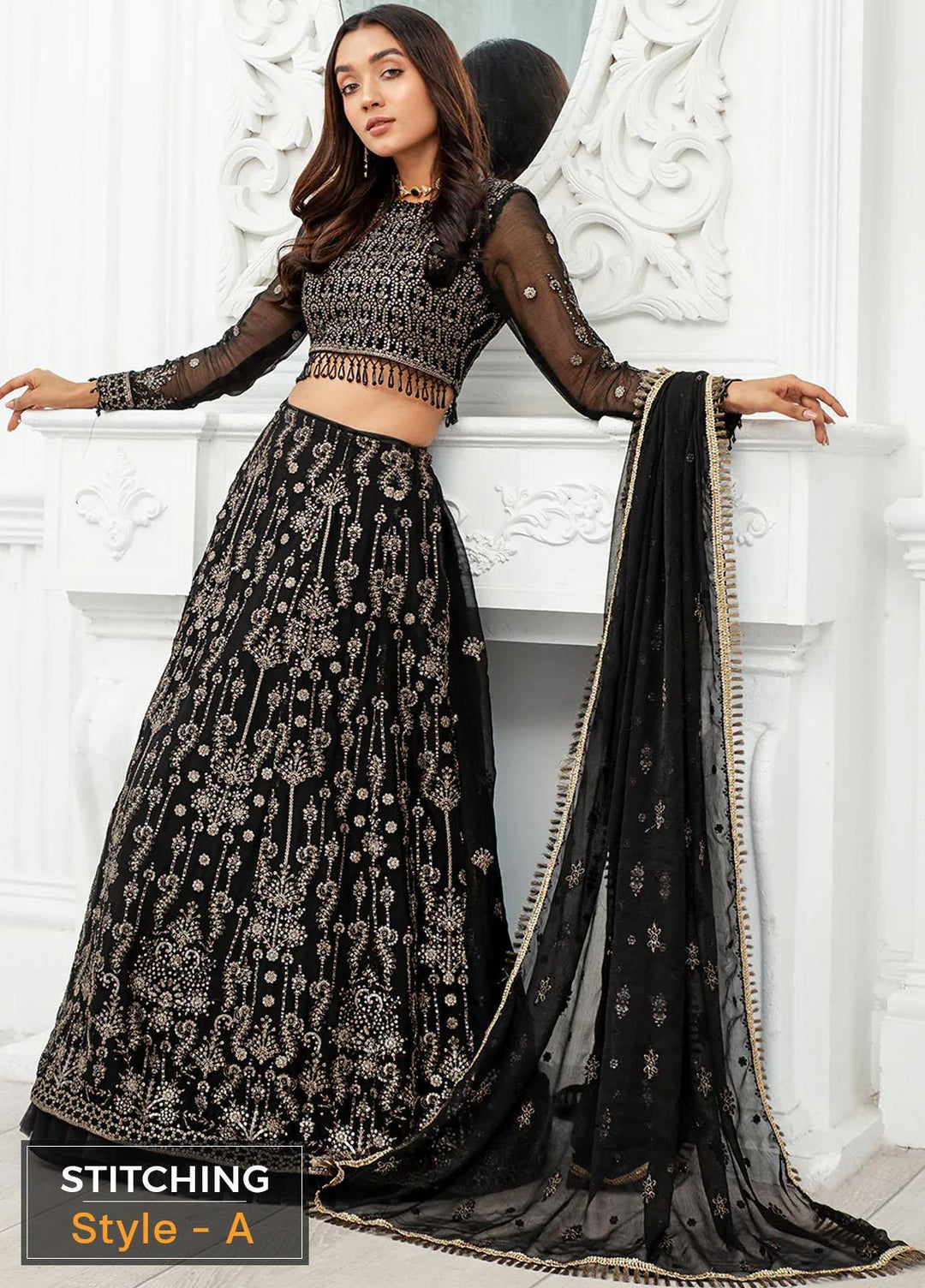 Zarif Embroidered Chiffon Suits Unstitched 3 Piece ZD 03 RESHAM - Luxury Collection