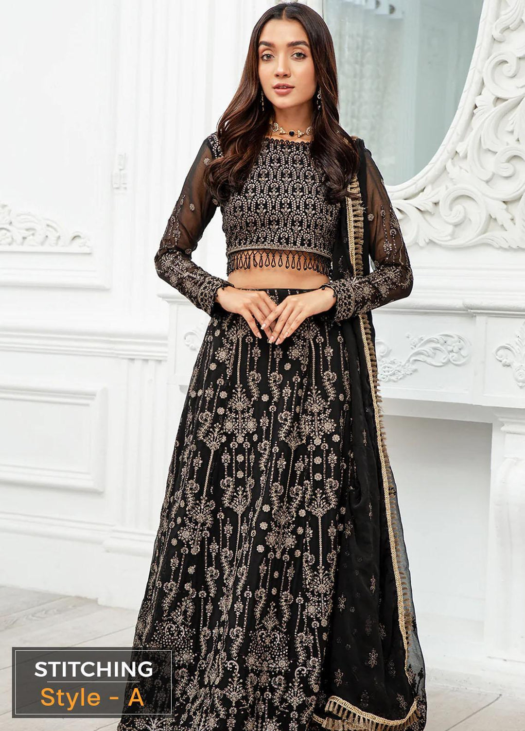 Zarif Embroidered Chiffon Suits Unstitched 3 Piece ZD 03 RESHAM - Luxury Collection
