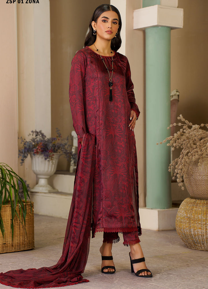 Zarif Printed Silk Suits Unstitched 3 Piece ZF24SP ZSP 01 Zona- Festive Collection