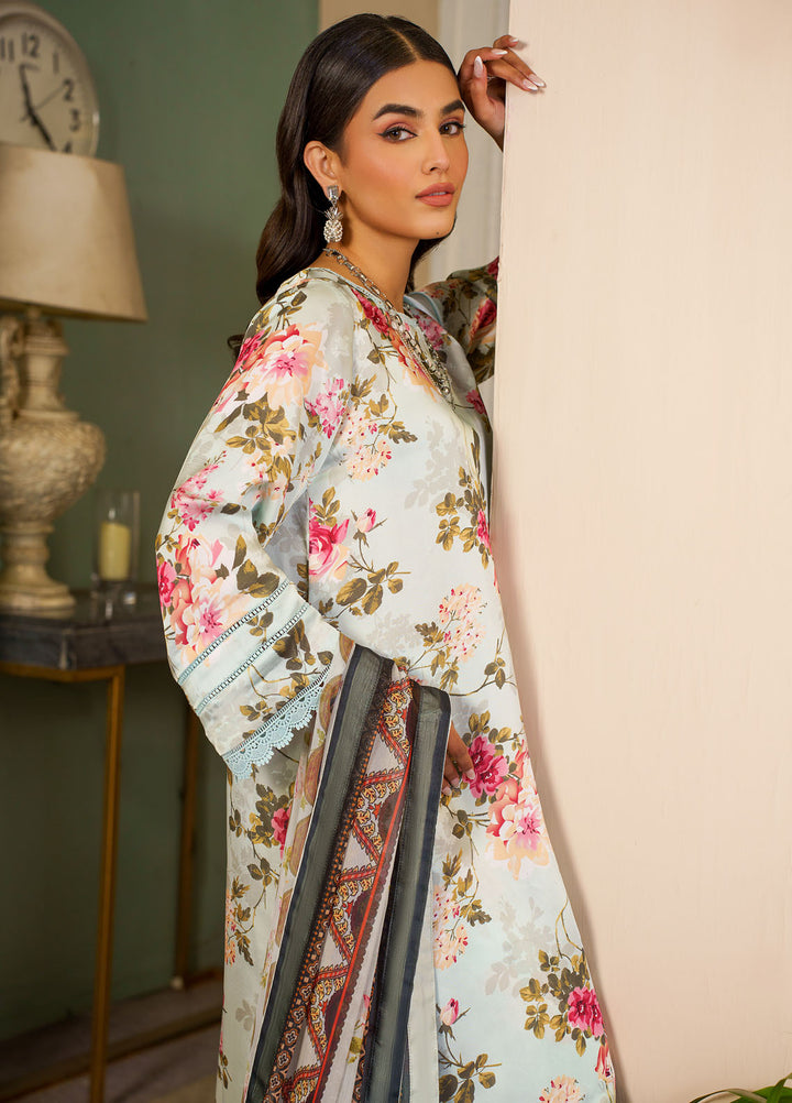 Zarif Printed Silk Suits Unstitched 3 Piece ZF24SP ZSP 02 Aqua - Summer Collection