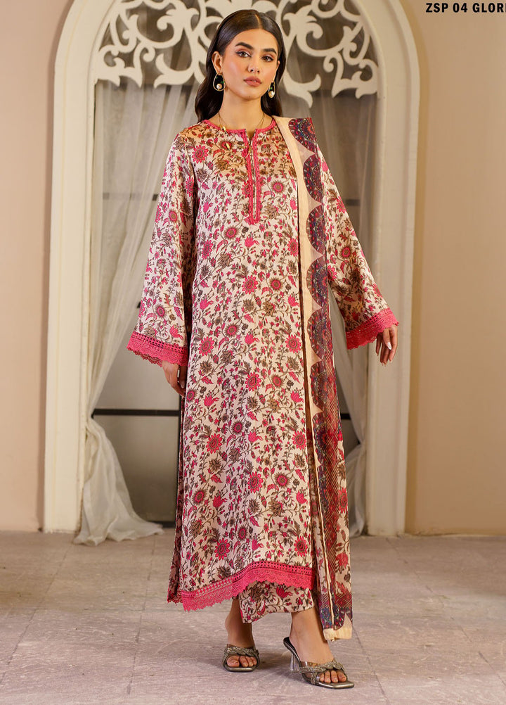 Zarif Printed Silk Suits Unstitched 3 Piece ZF24SP ZSP 04 Gloria- Festive Collection