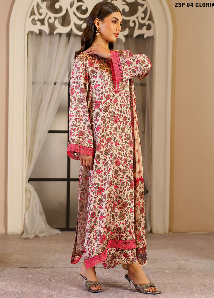 Zarif Printed Silk Suits Unstitched 3 Piece ZF24SP ZSP 04 Gloria- Festive Collection