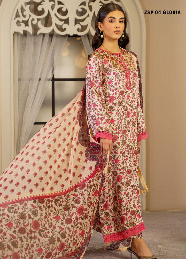 Zarif Printed Silk Suits Unstitched 3 Piece ZF24SP ZSP 04 Gloria- Festive Collection