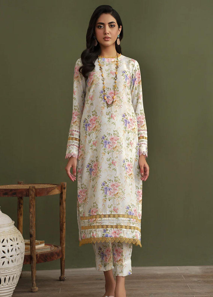 Zarif Pret Printed Cotton Silk 2 Piece Suit ZF23P02 White Flora