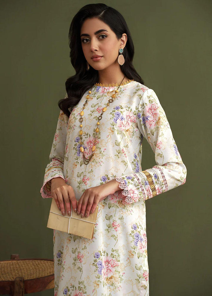 Zarif Pret Printed Cotton Silk 2 Piece Suit ZF23P02 White Flora