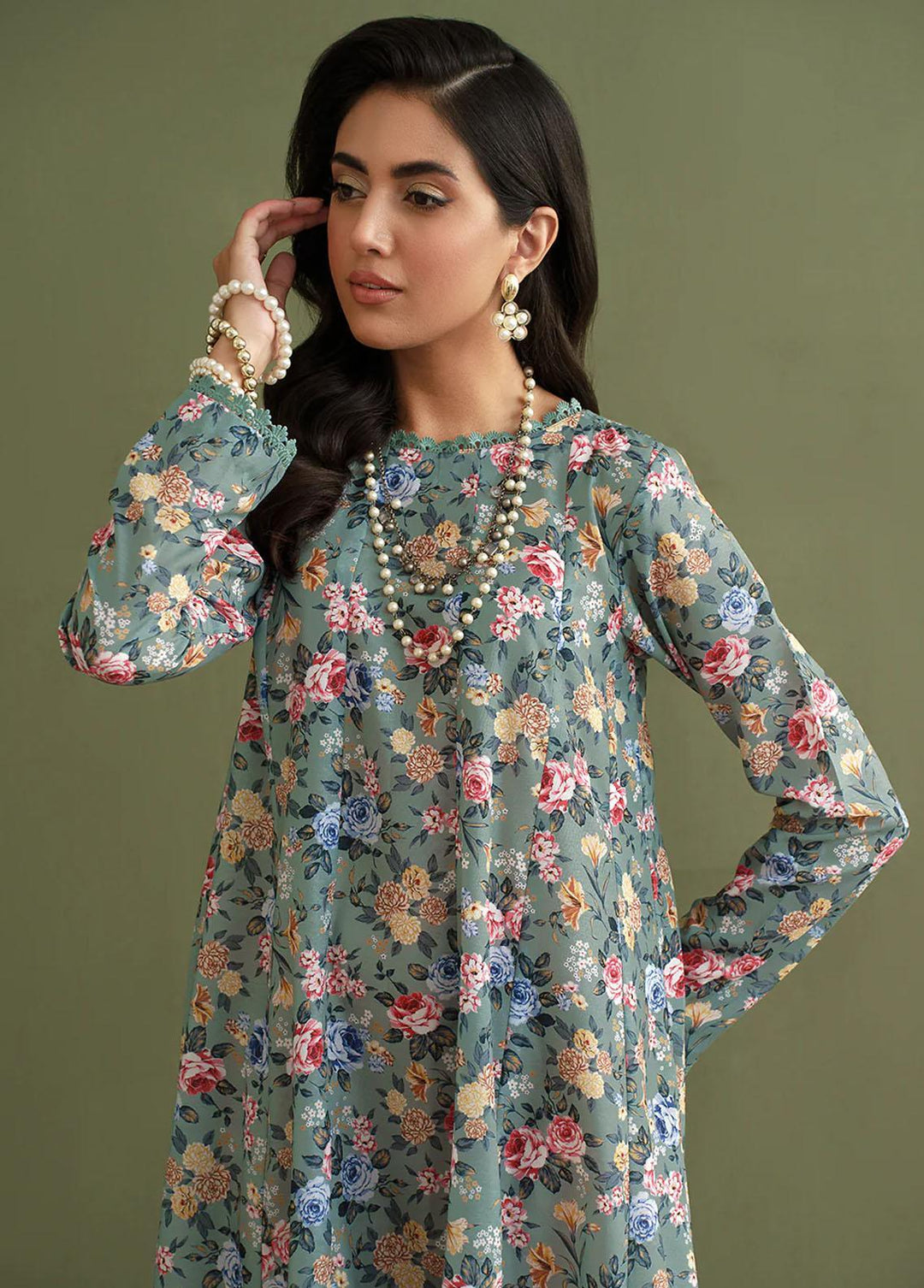 Zarif Pret Printed Cotton Silk Kurti ZF23P04 Tiffany