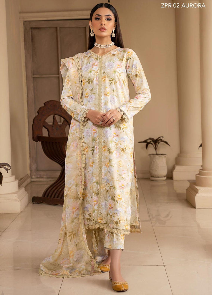 Zarif Printed Georgette Suits Unstitched 3 Piece ZF23PG ZPR 02 Aurora - Formal Collection