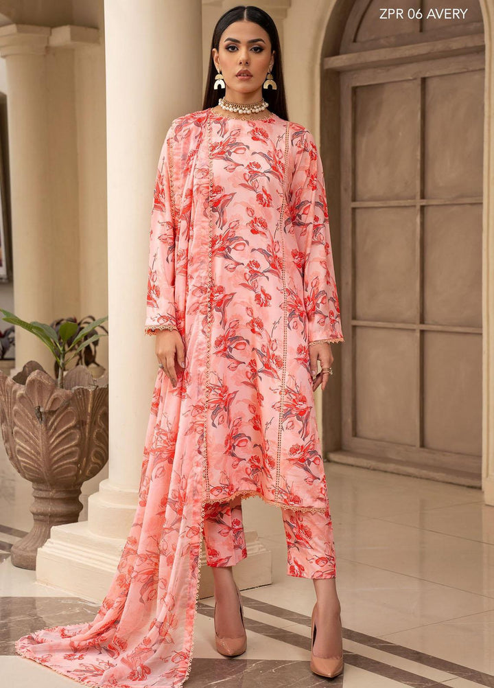 Zarif Printed Georgette Suits Unstitched 3 Piece ZF23PG ZPR 06 Avery - Formal Collection