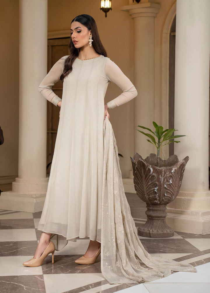 Zarif Pret Embroidered Chiffon 3 Piece Suit Fawn