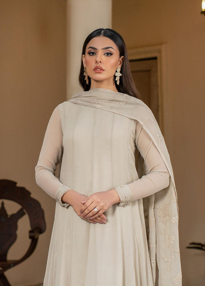 Zarif Pret Embroidered Chiffon 3 Piece Suit Fawn