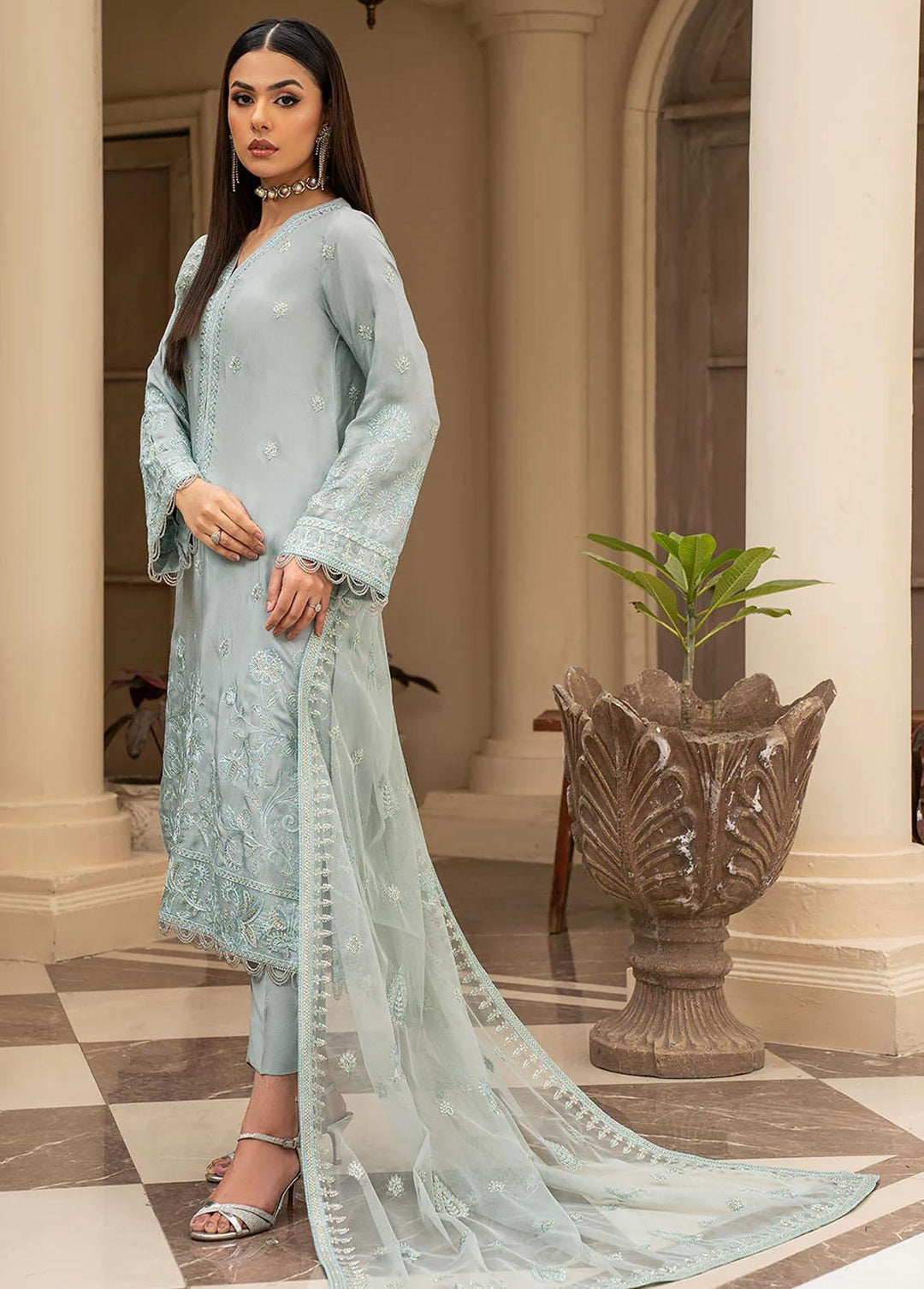 Zarif Pret Embroidered Raw Silk 3 Piece Suit ZRS-02 OPAL