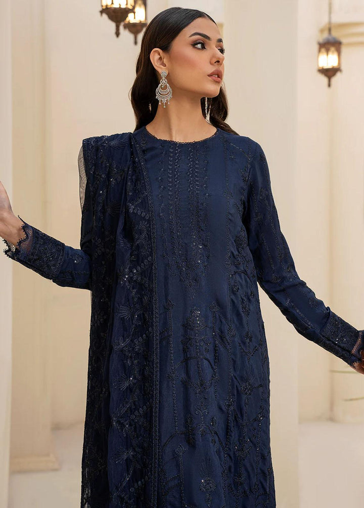 Zarif Pret Embroidered Raw Silk 3 Piece Suit ZRS-03 NAVY