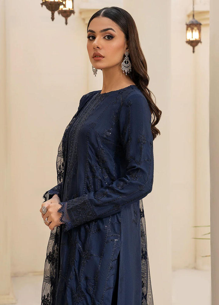 Zarif Pret Embroidered Raw Silk 3 Piece Suit ZRS-03 NAVY