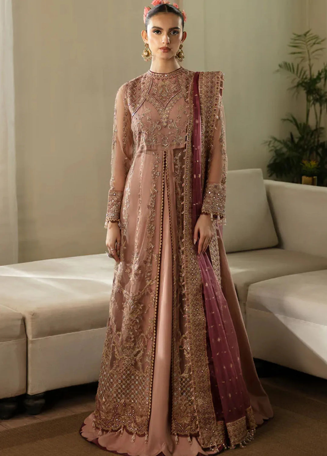 Zarin by Eleshia Embroidered Net Suits Unstitched 3 Piece ELS24ZL Rosea - Formal Collection