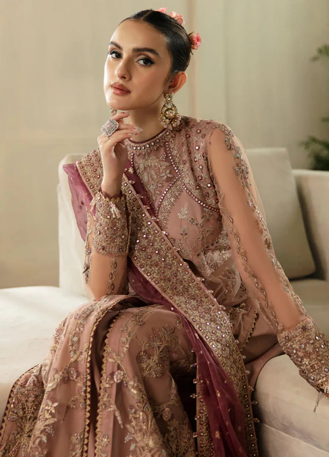 Zarin by Eleshia Embroidered Net Suits Unstitched 3 Piece ELS24ZL Rosea - Formal Collection