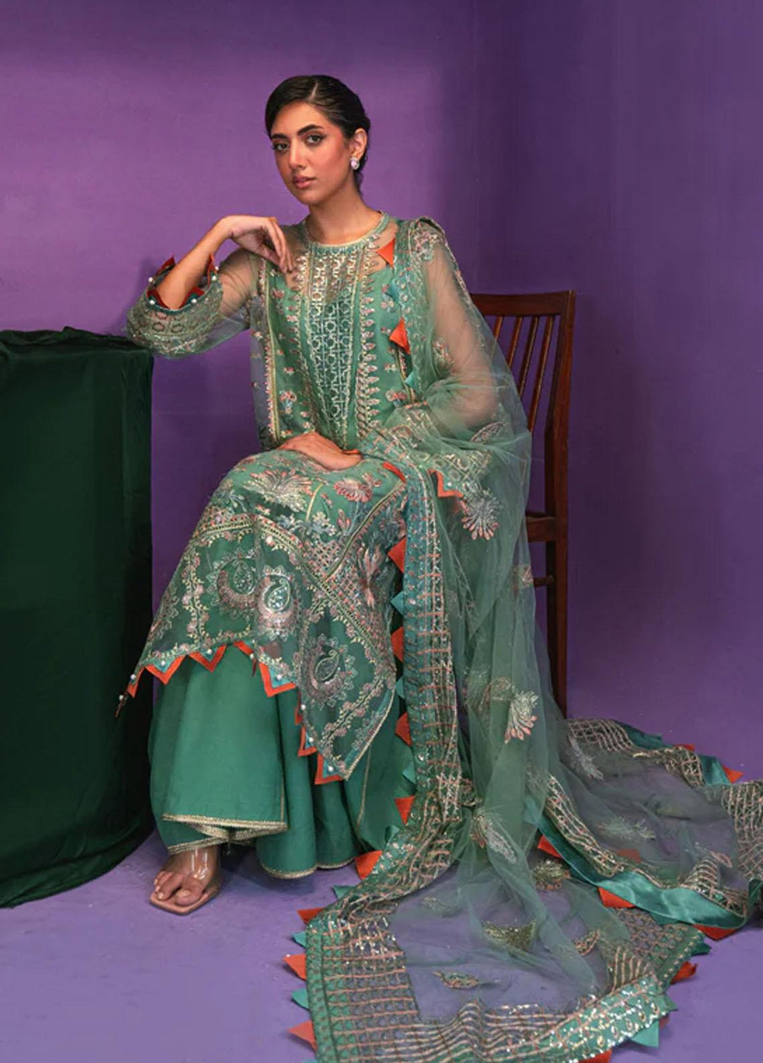 Zarish By Gisele Embroidered Net Suits Unstitched 3 Piece GL23Z NAZO - Festive Collection